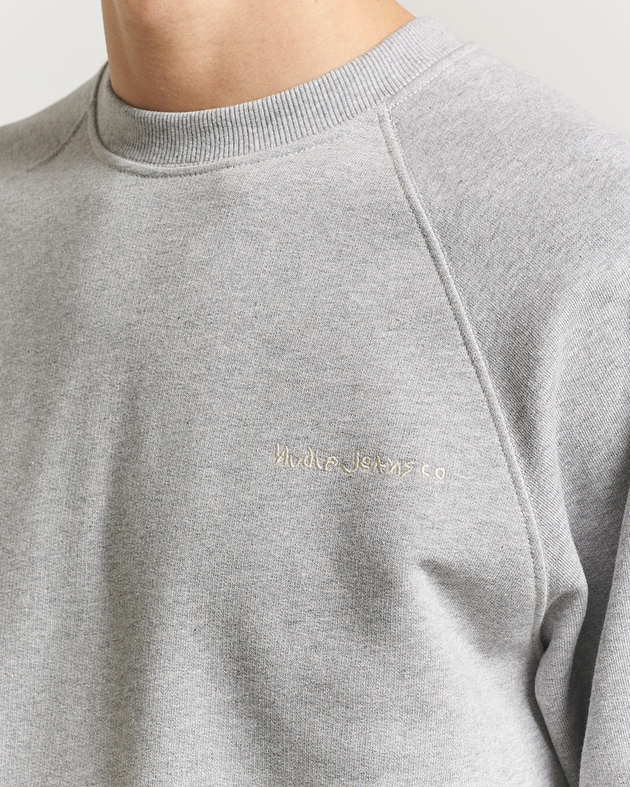 Herre | Trøjer | Nudie Jeans | Palle Logo Crew Neck Sweatshirt Grey Melange