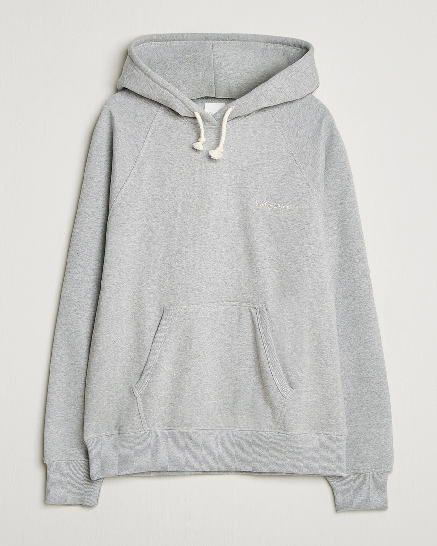 Herre | Trøjer | Nudie Jeans | Gunde Logo Hoodie Grey Melange