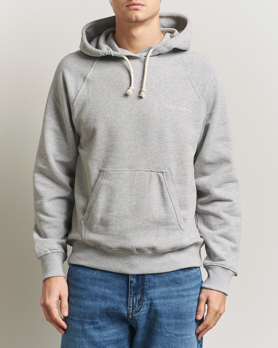 Herre | Trøjer | Nudie Jeans | Gunde Logo Hoodie Grey Melange