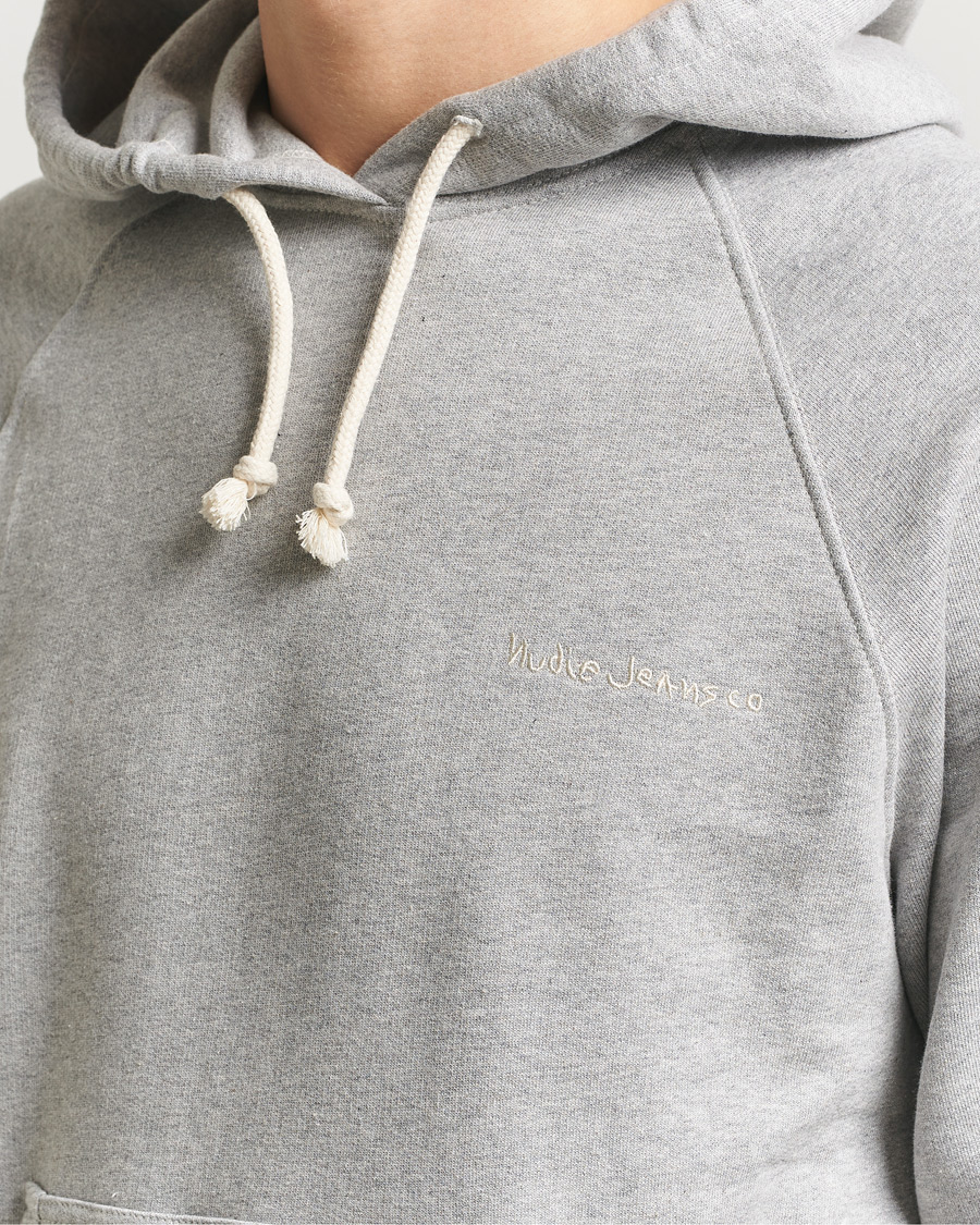 Herre | Trøjer | Nudie Jeans | Gunde Logo Hoodie Grey Melange