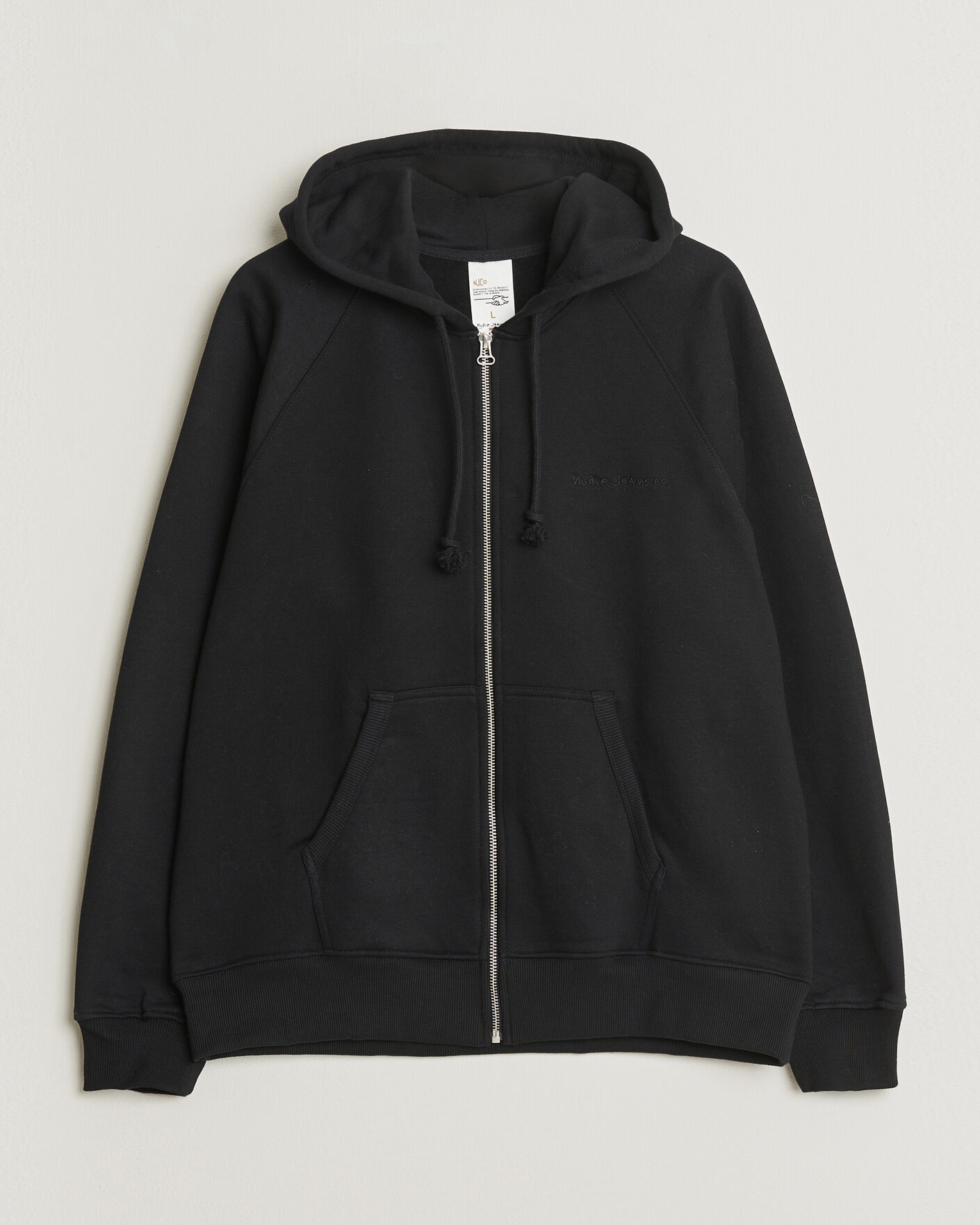 Herre | Trøjer | Nudie Jeans | Gunde Logo Full Zip Hoodie Black