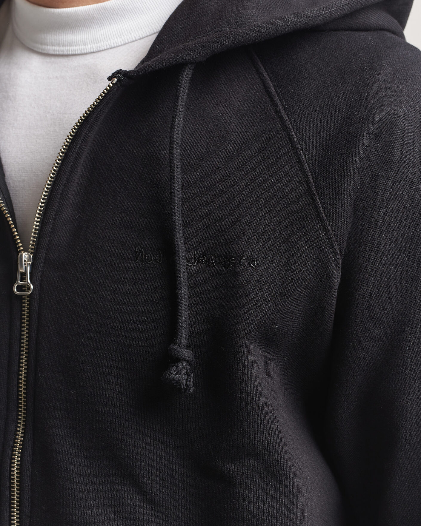 Herre | Trøjer | Nudie Jeans | Gunde Logo Full Zip Hoodie Black