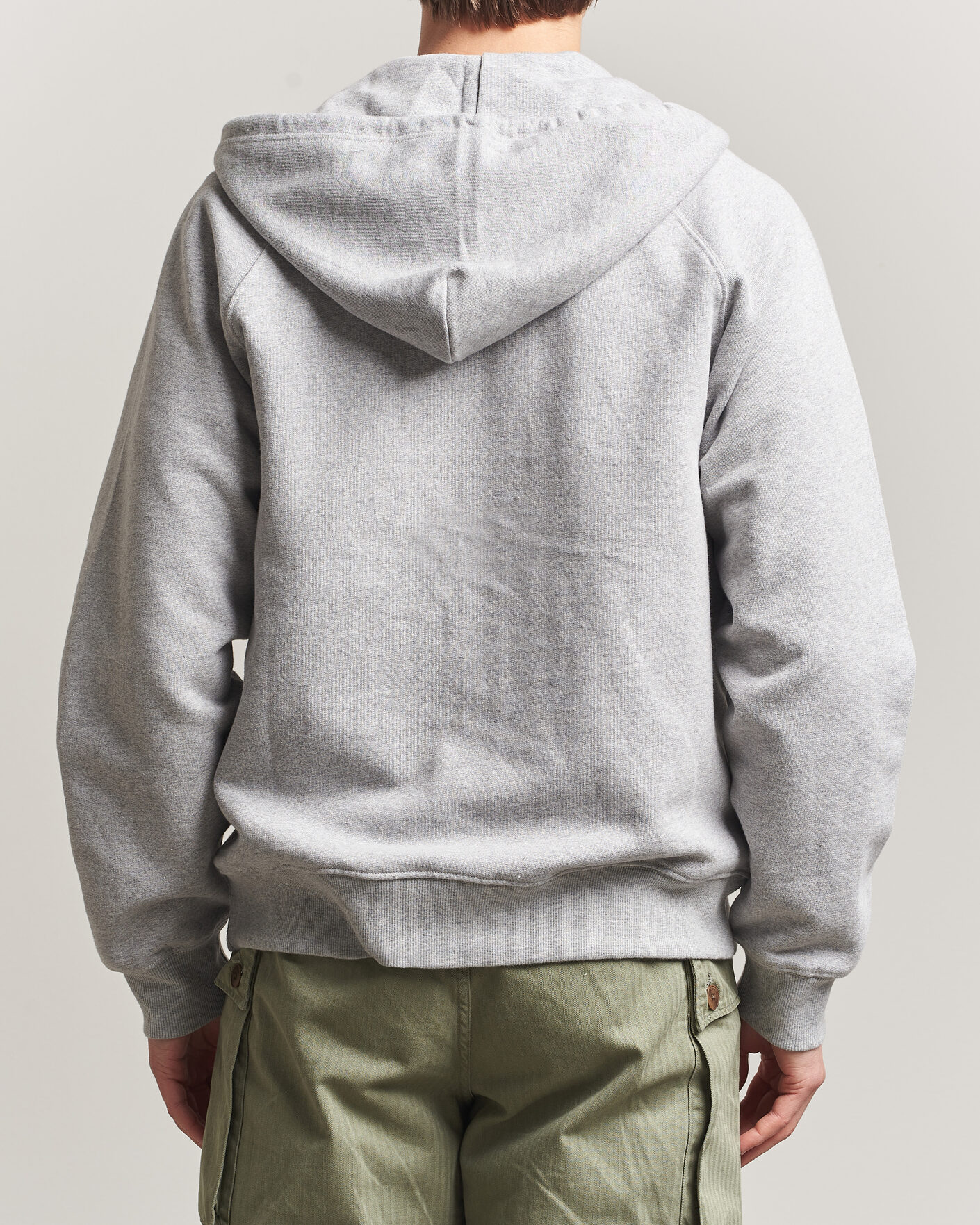 Herre | Trøjer | Nudie Jeans | Gunde Logo Full Zip Hoodie Grey Melange