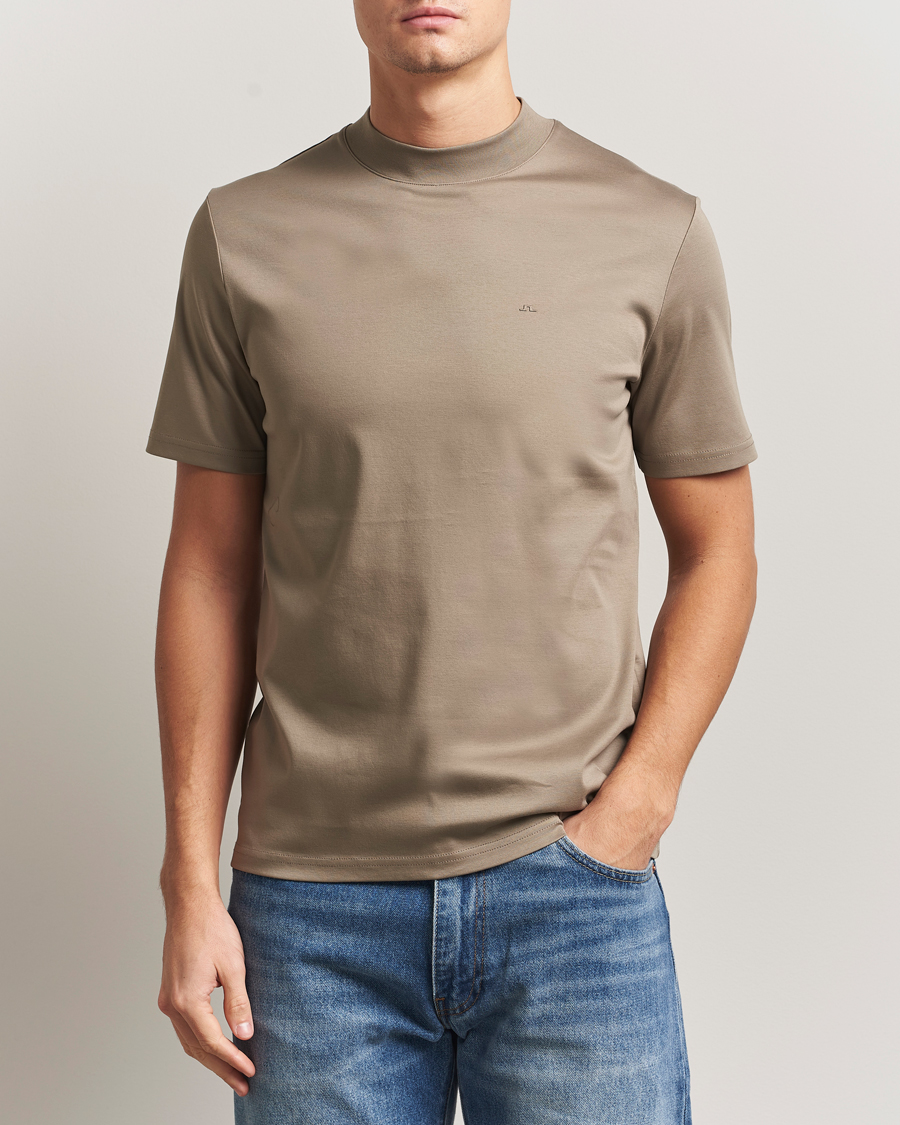 Herre | T-Shirts | J.Lindeberg | Ace Mock Neck T-Shirt Brindle