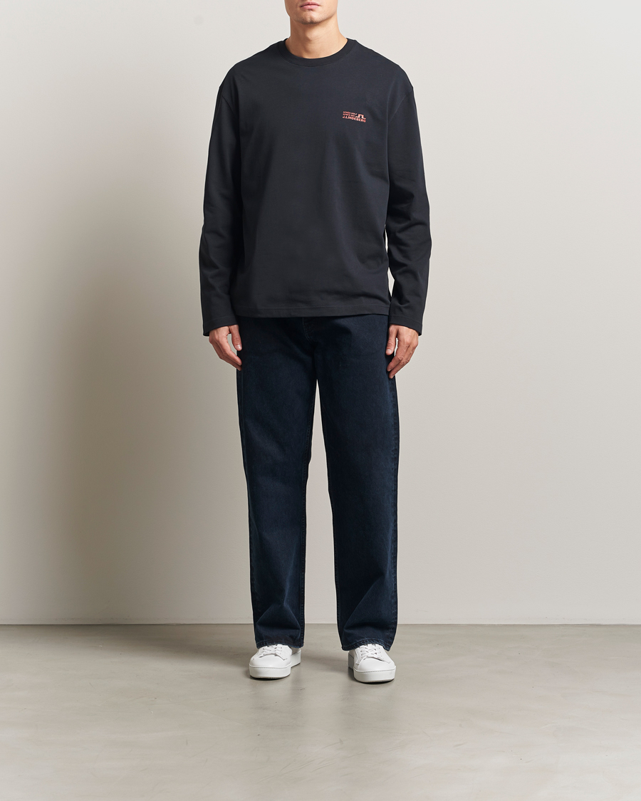 Herre | T-Shirts | J.Lindeberg | Walsh Printed Long Sleeve T-Shirt Black