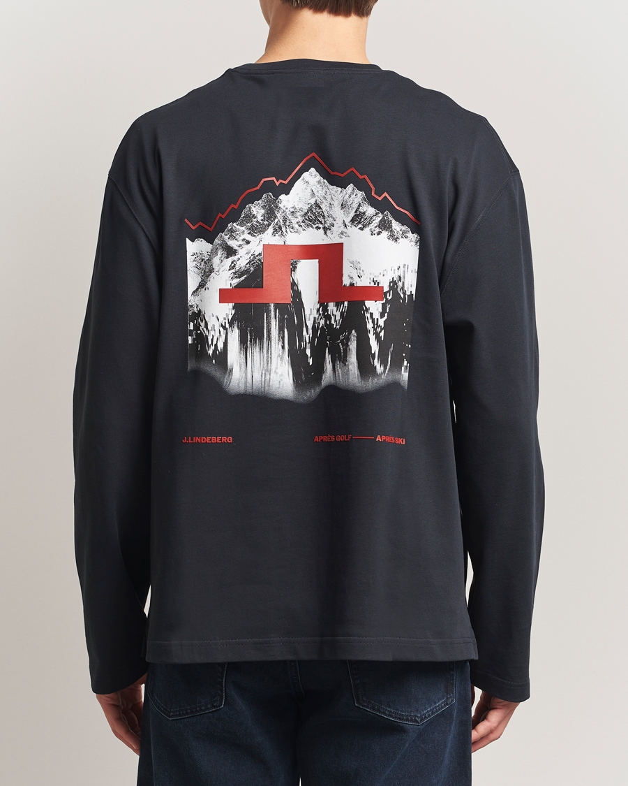 Herre | T-Shirts | J.Lindeberg | Walsh Printed Long Sleeve T-Shirt Black
