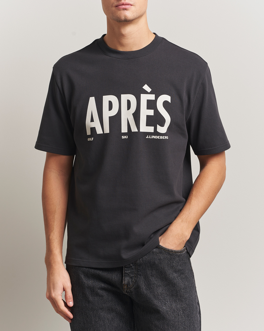 Herre | T-Shirts | J.Lindeberg | Hale Printed Crew Neck T-Shirt Black