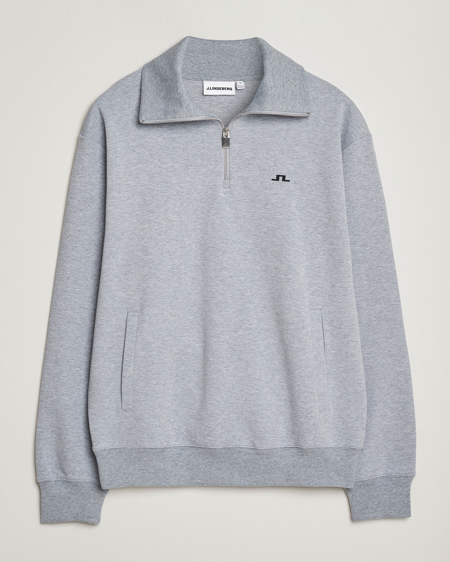 Herre | Trøjer | J.Lindeberg | Callan Jersey Half Zip Medium Grey Melange