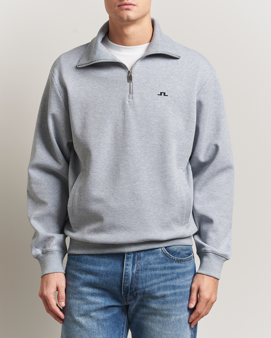 Herre | Trøjer | J.Lindeberg | Callan Jersey Half Zip Medium Grey Melange