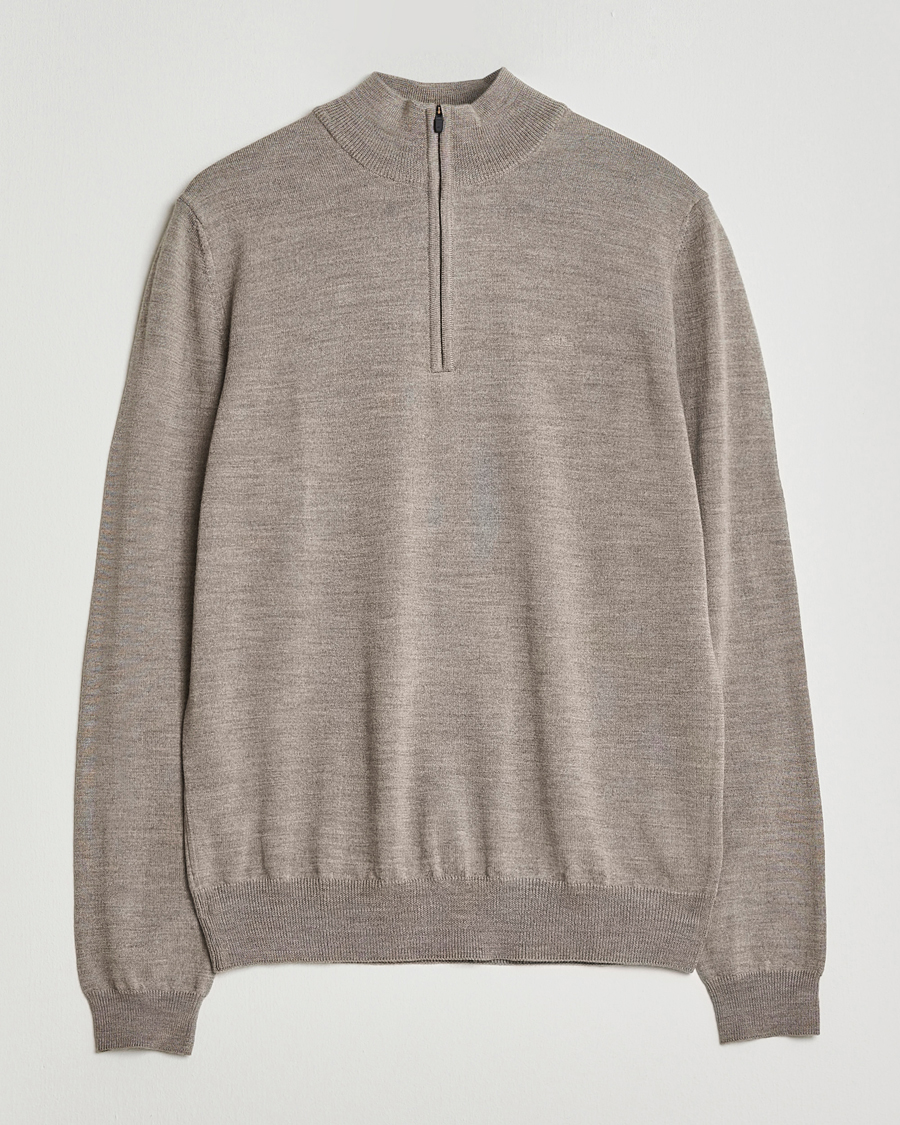 Herre | Trøjer | J.Lindeberg | Kiyan Merino Half Zip Brindle Melange