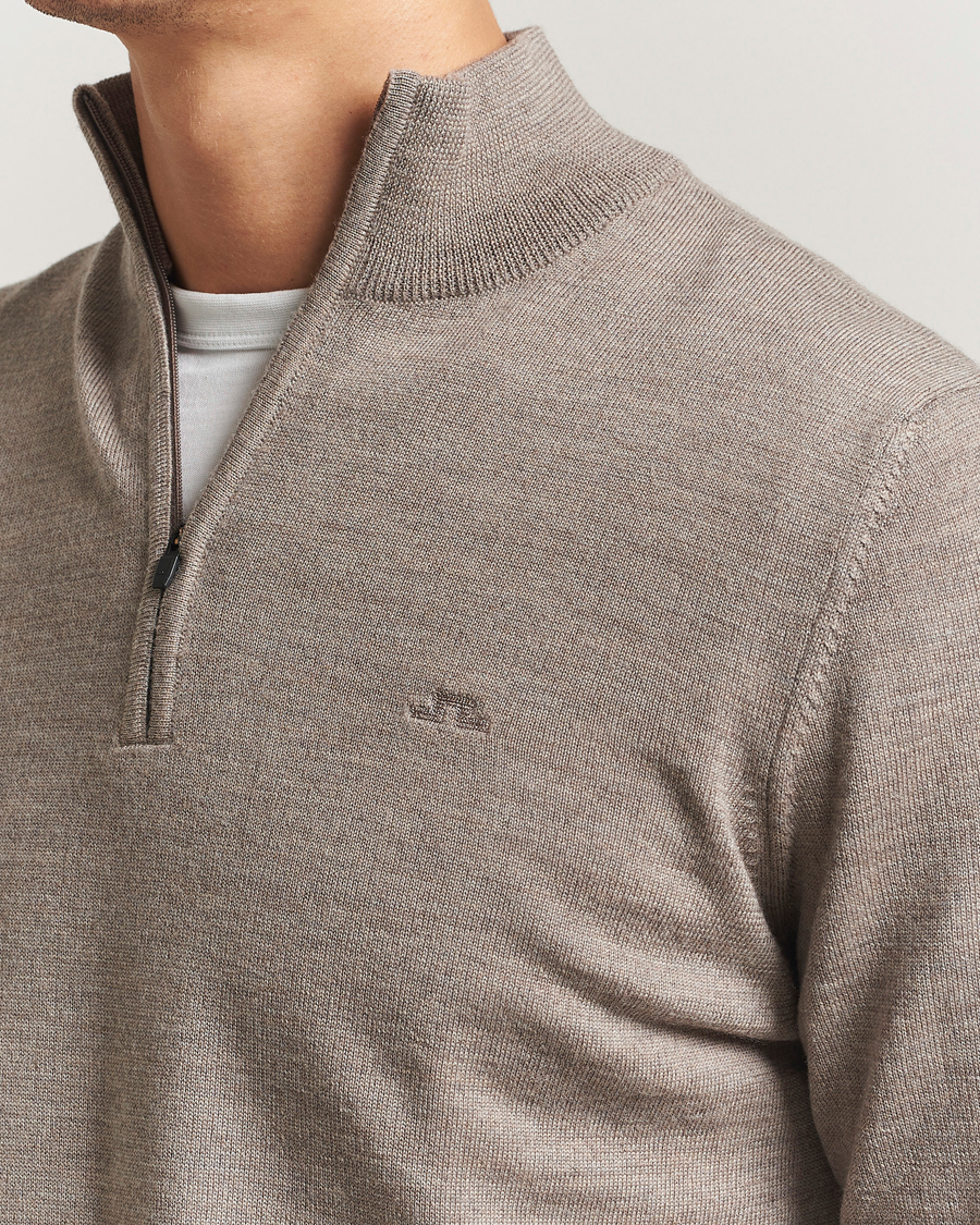 Herre | Trøjer | J.Lindeberg | Kiyan Merino Half Zip Brindle Melange