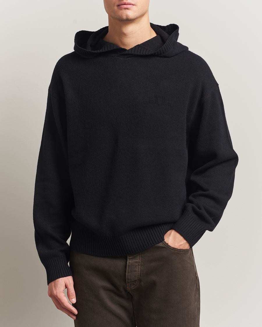 Herre | Trøjer | J.Lindeberg | Edward Wool Knitted Hoodie Black