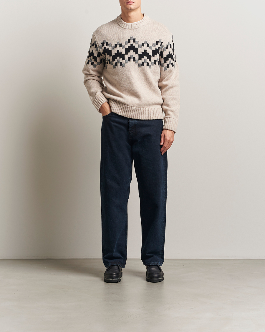 Herre | Trøjer | J.Lindeberg | Faris Wool Knitted Fairisle Sweater Moonbeam