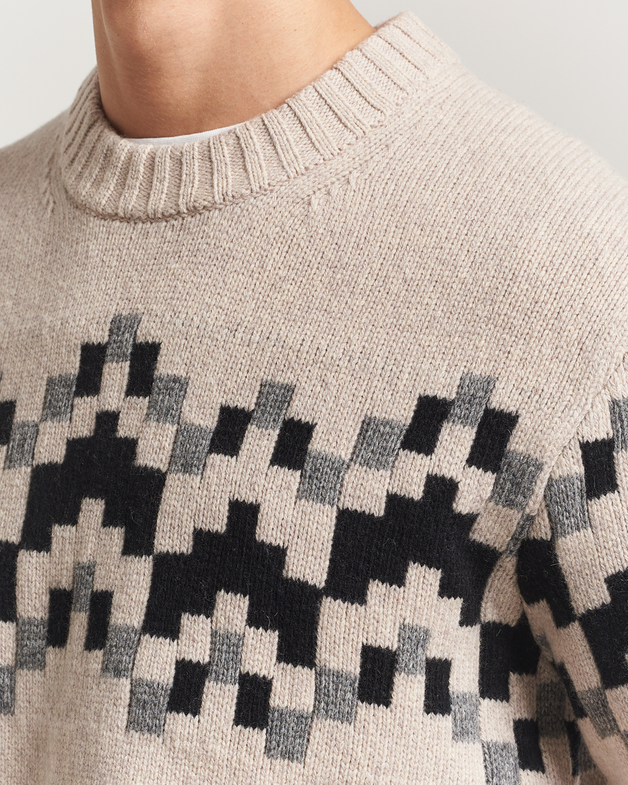 Herre | Trøjer | J.Lindeberg | Faris Wool Knitted Fairisle Sweater Moonbeam