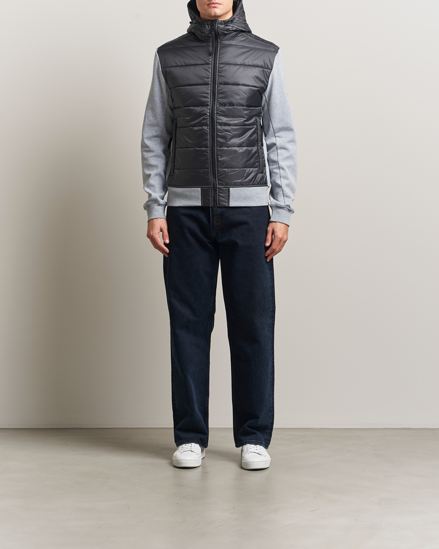 Herre | Jakker | J.Lindeberg | Seth Hybrid Hooded Full Zip Medium Grey Melange