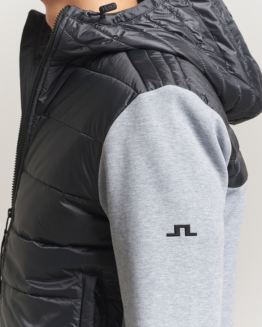 Herre | Jakker | J.Lindeberg | Seth Hybrid Hooded Full Zip Medium Grey Melange