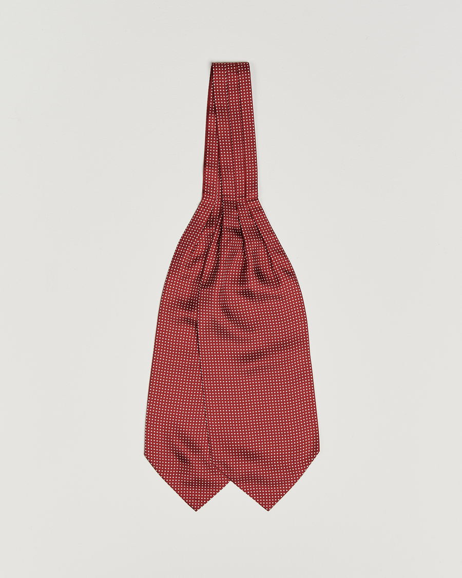 Herre | Tørklæde | Amanda Christensen | Silk Twill Micro Dot Ascot Wine Red