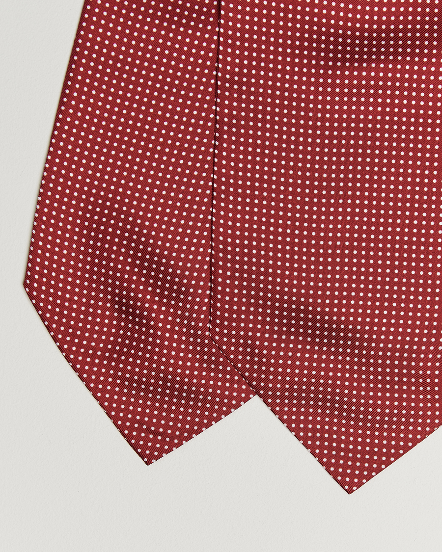 Herre | Tørklæde | Amanda Christensen | Silk Twill Micro Dot Ascot Wine Red