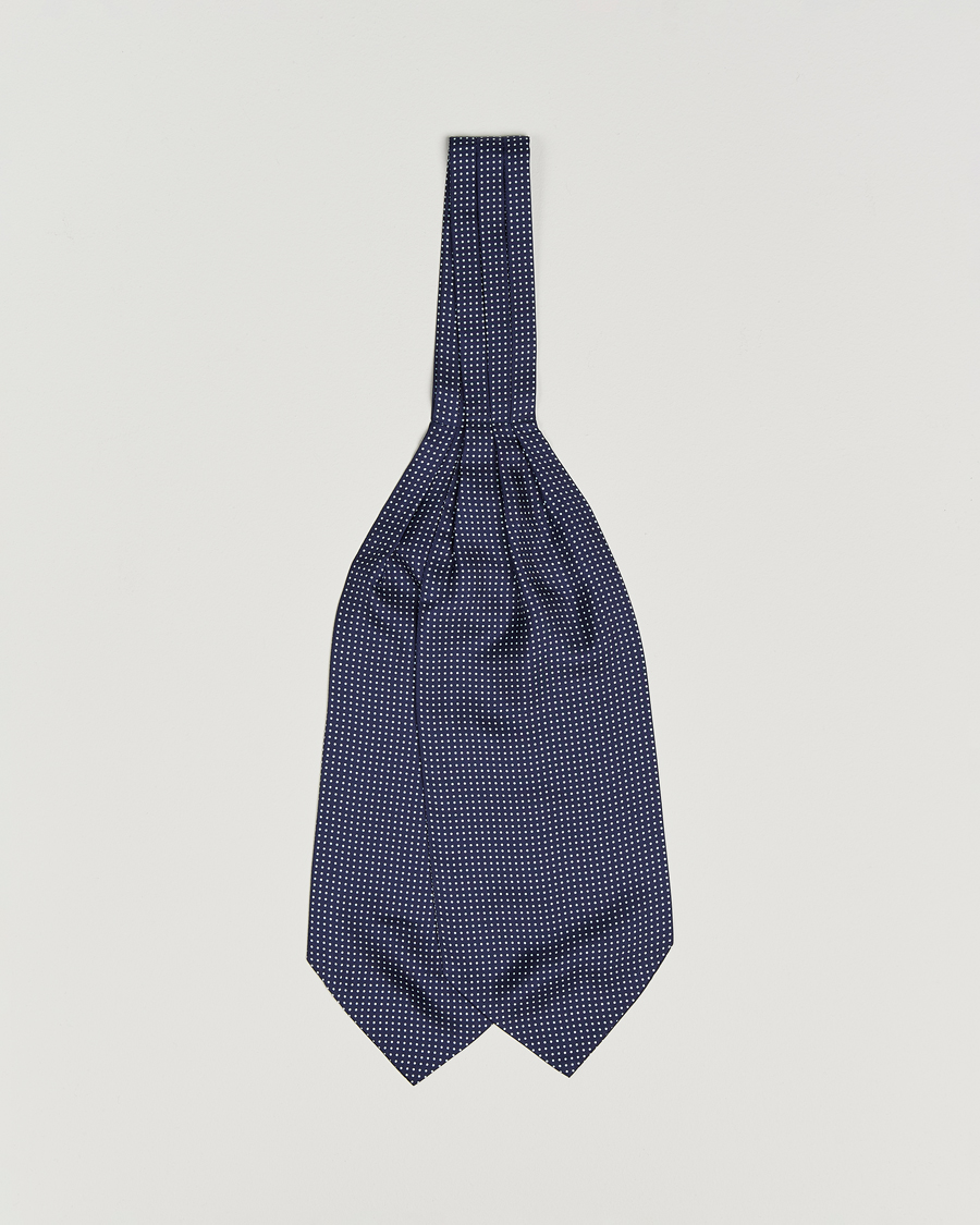 Herre | Tørklæde | Amanda Christensen | Silk Twill Micro Dot Ascot Navy