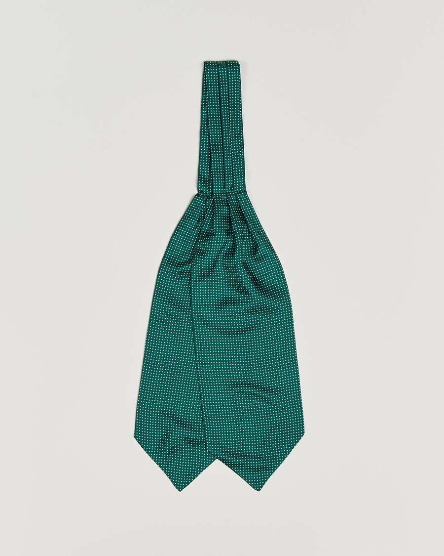 Herre | Tørklæde | Amanda Christensen | Silk Twill Micro Dot Ascot Bottle Green