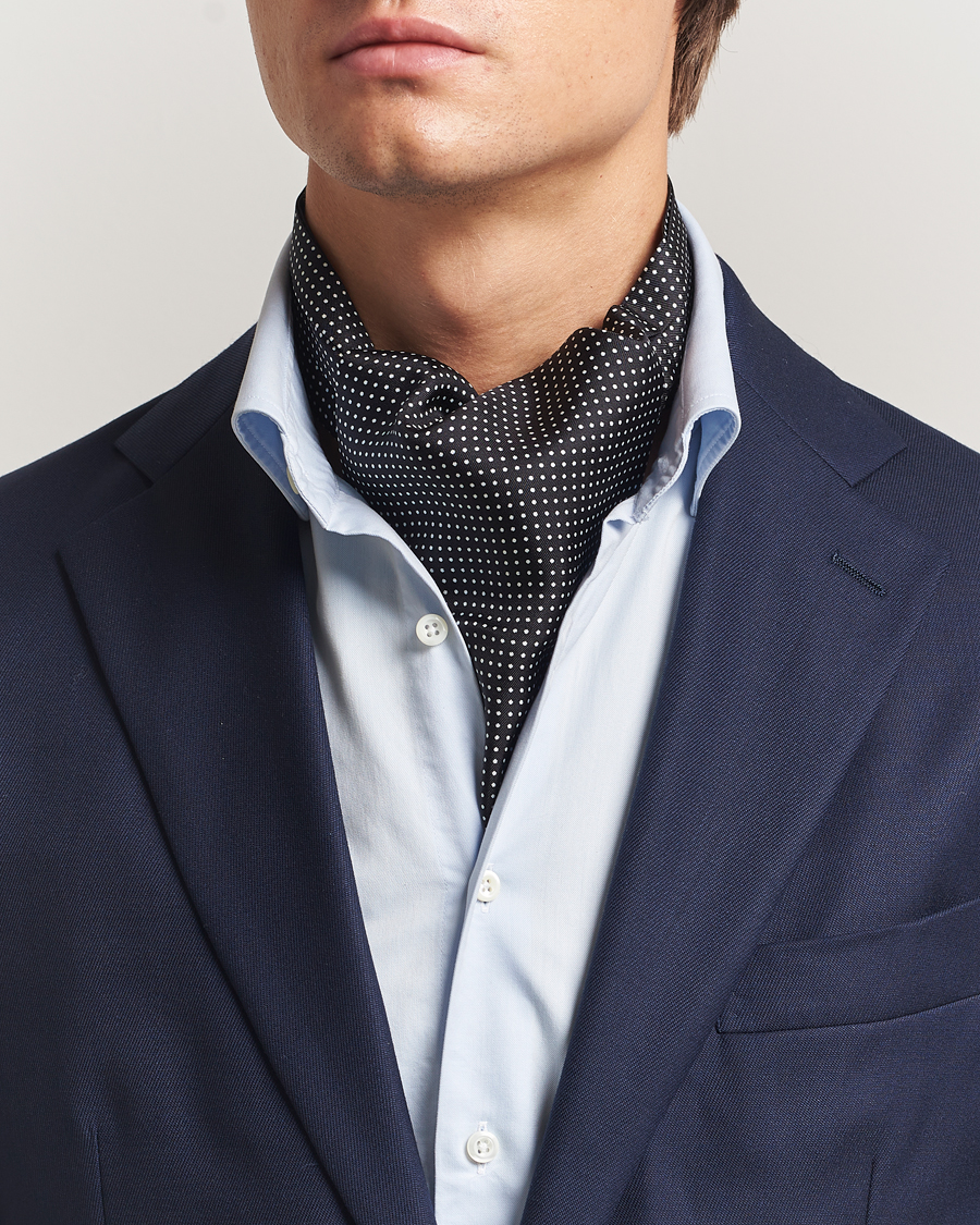 Herre | Tørklæde | Amanda Christensen | Silk Twill Micro Dot Ascot Black