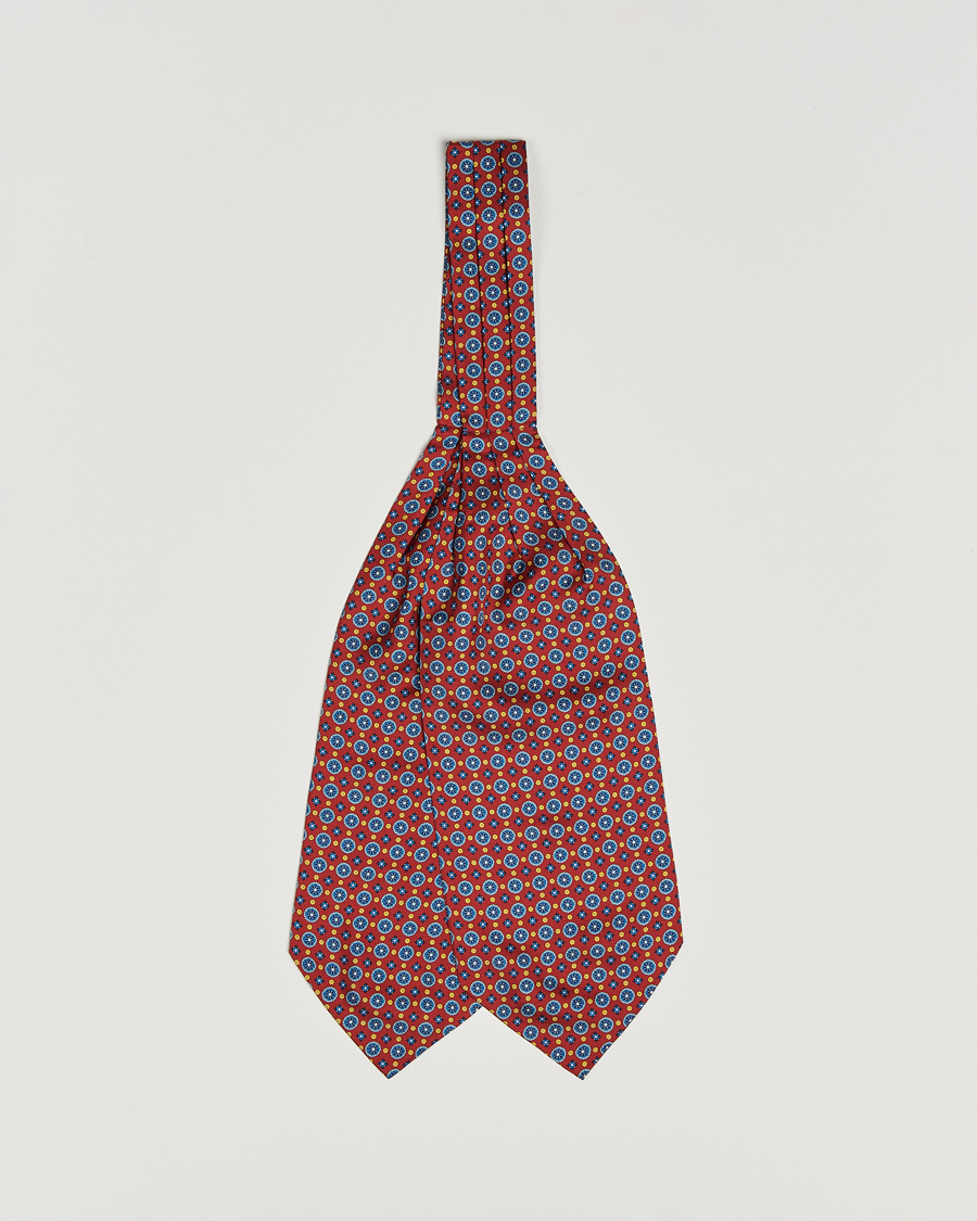 Herre | Tørklæde | Amanda Christensen | Silk Twill Medallion Ascot Wine Red