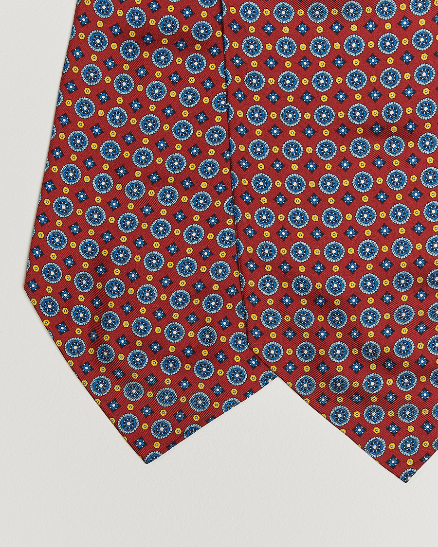 Herre | Tørklæde | Amanda Christensen | Silk Twill Medallion Ascot Wine Red