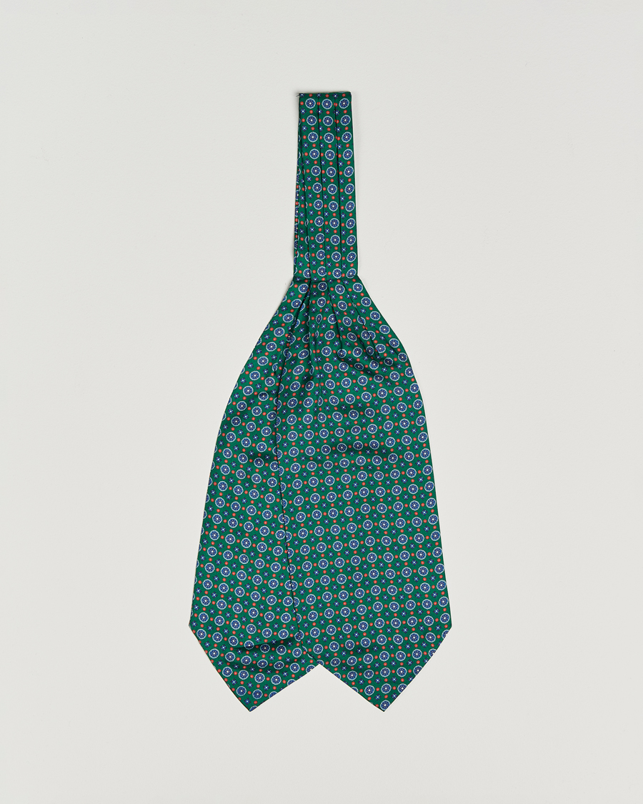 Herre | Tørklæde | Amanda Christensen | Silk Twill Medallion Ascot Bottle Green