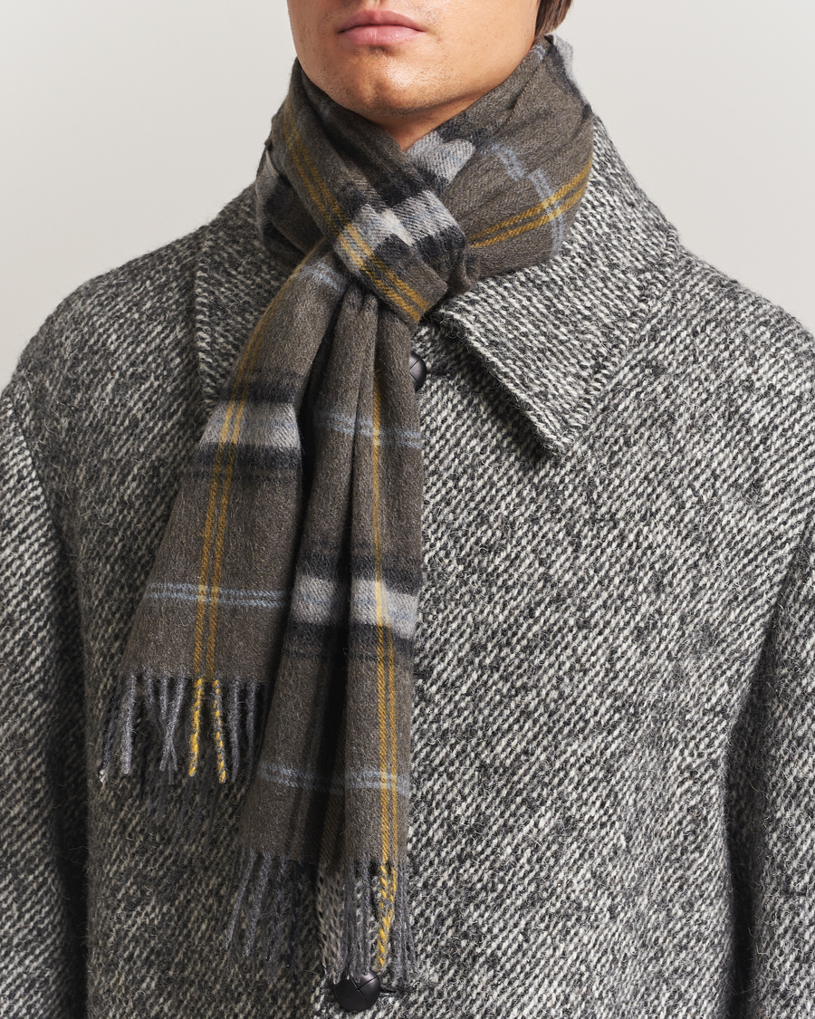 Herre | Halstørklæder | Amanda Christensen | Wool Checked Scarf Olive