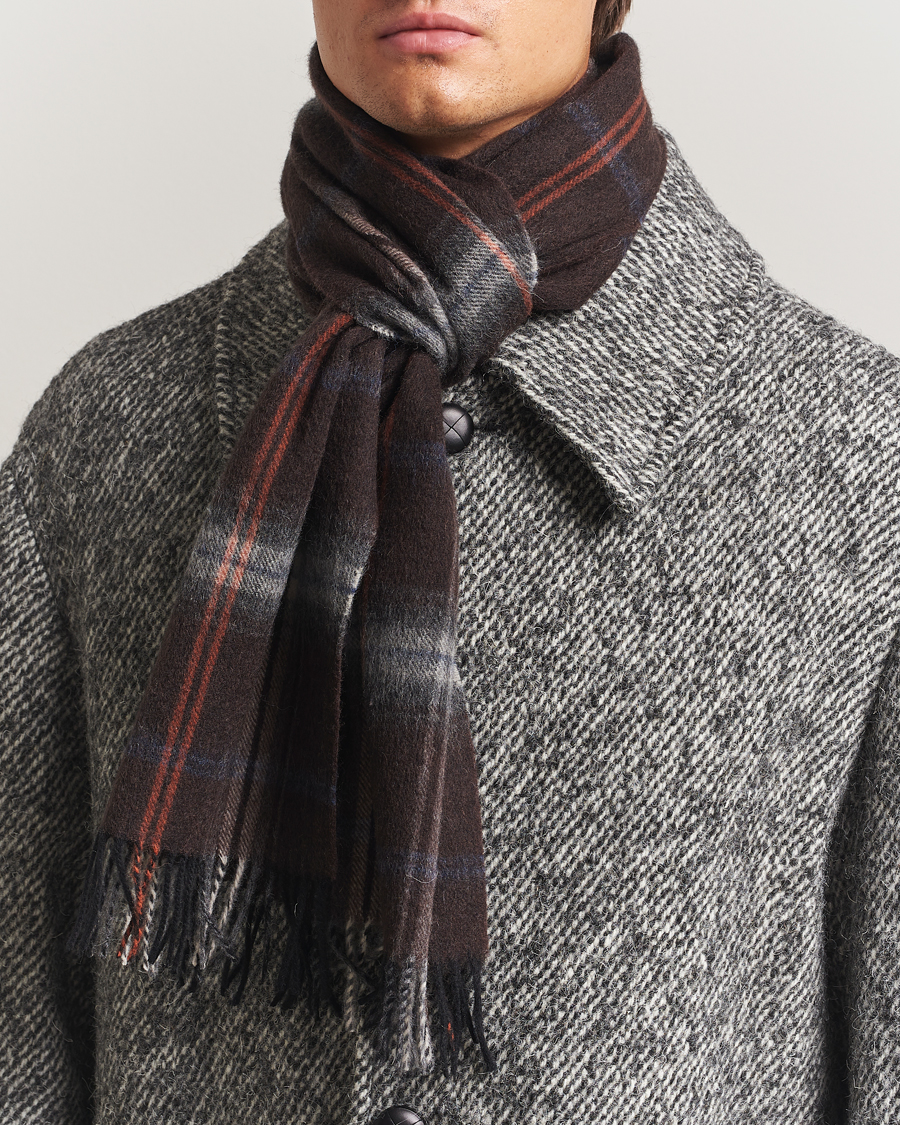 Herre | Halstørklæder | Amanda Christensen | Wool Checked Scarf Brown