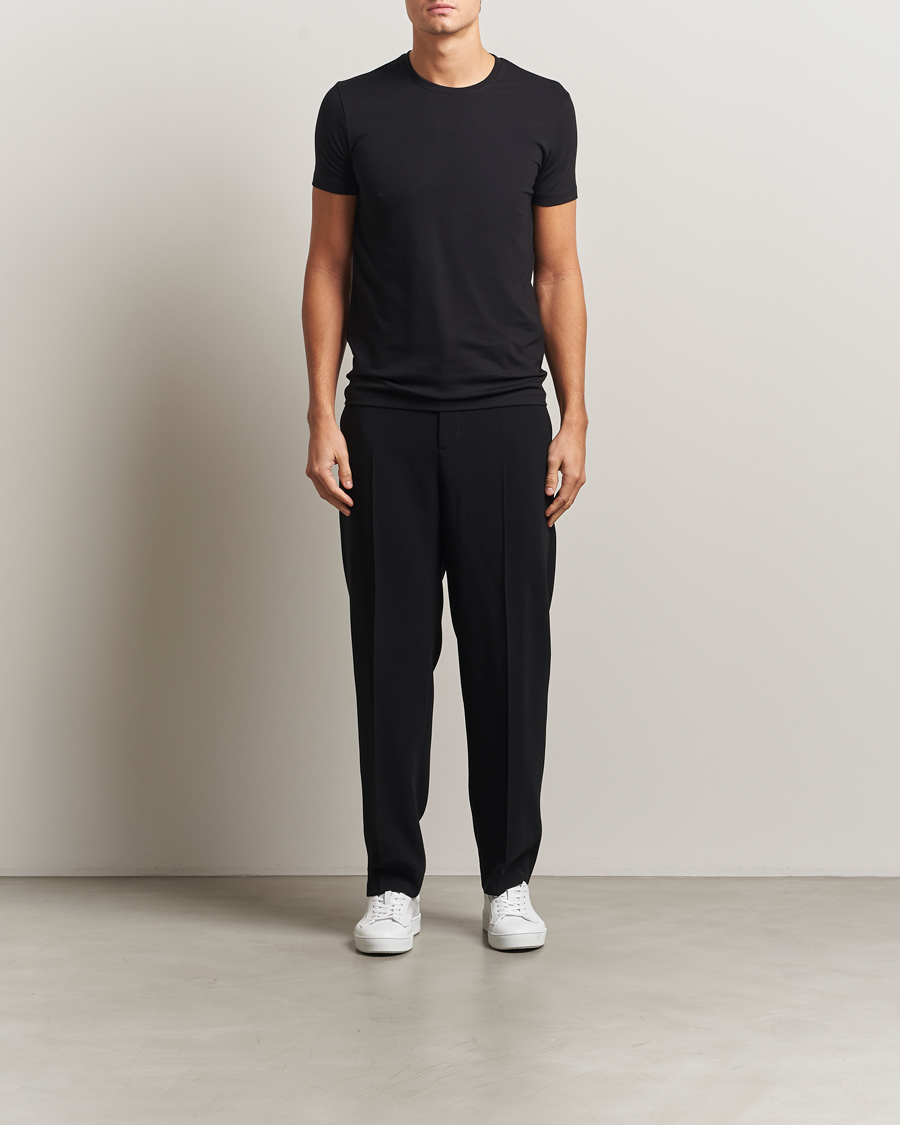 Herre | T-Shirts | Falke | 2-Pack Cotton Crew Neck T-Shirt Black