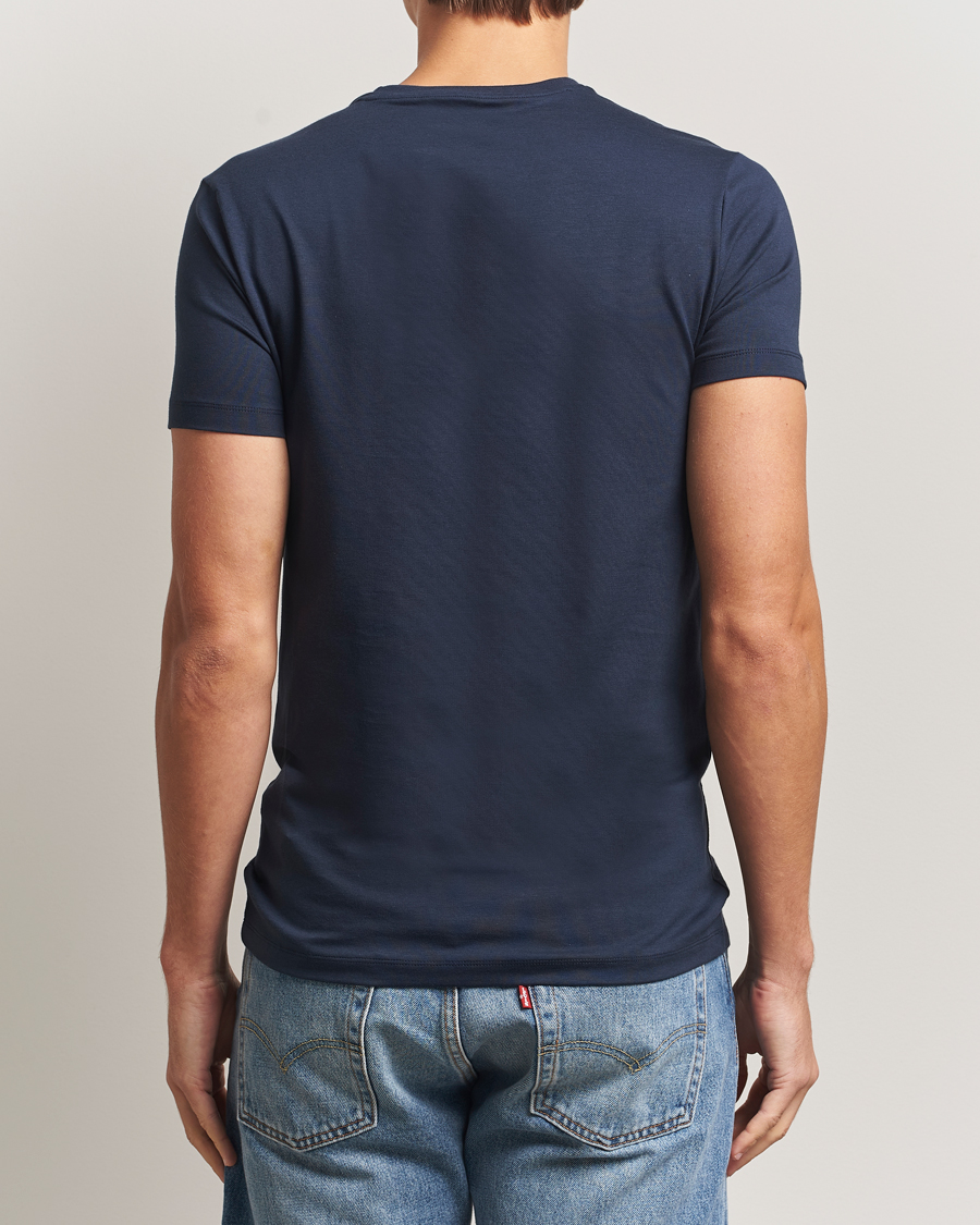 Herre | T-Shirts | Falke | 2-Pack Cotton Crew Neck T-Shirt Midnight