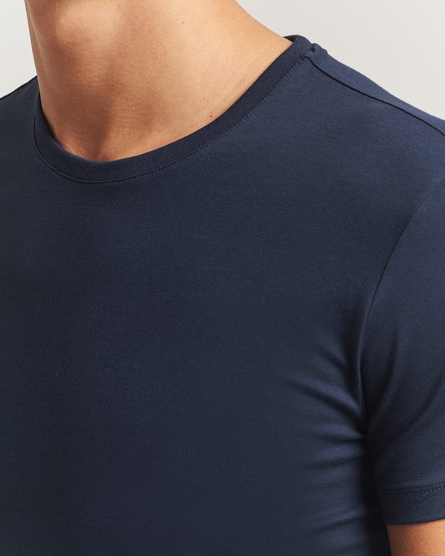Herre | T-Shirts | Falke | 2-Pack Cotton Crew Neck T-Shirt Midnight