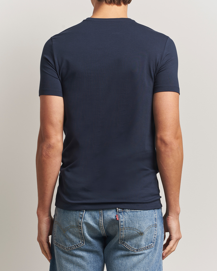 Herre | T-Shirts | Falke | 2-Pack Cotton V-Neck T-Shirt Midnight