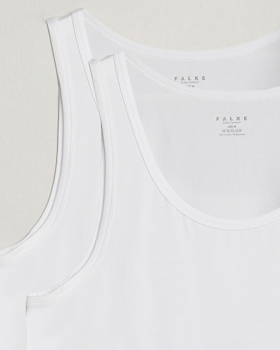 Herre | T-Shirts | Falke | 2-Pack Cotton Tank Top White