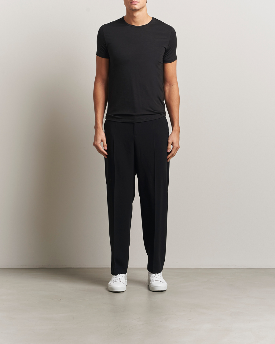 Herre | T-Shirts | Falke | Clima Wool Crew Neck T-Shirt Black