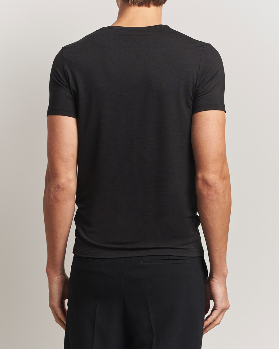 Herre | T-Shirts | Falke | Clima Wool Crew Neck T-Shirt Black