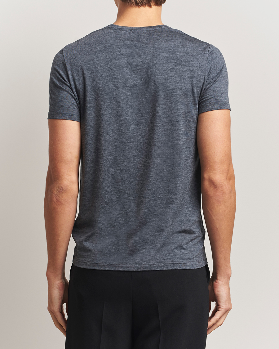 Herre | T-Shirts | Falke | Clima Wool Crew Neck T-Shirt Dark Grey Heather