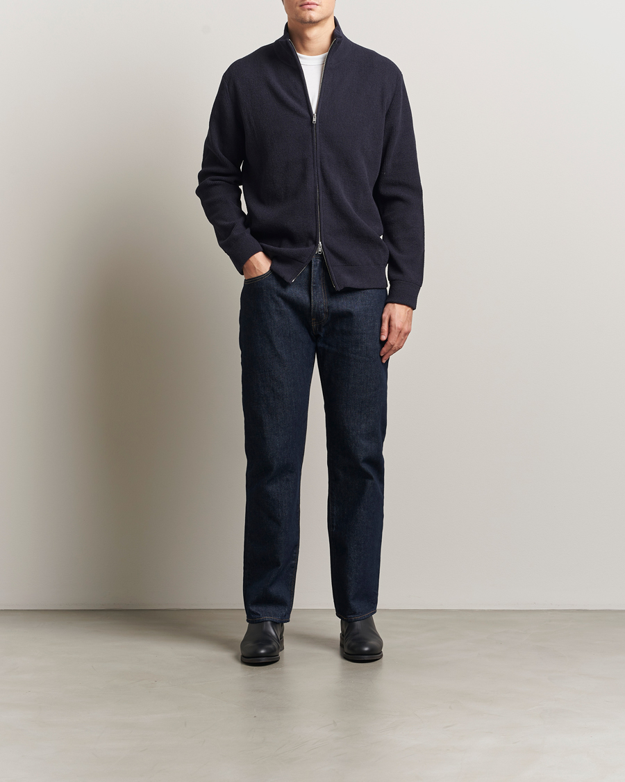 Herre | Trøjer | NN07 | Danny Rib Knitted Full Zip Navy Blue