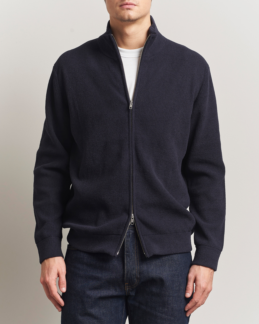 Herre | Trøjer | NN07 | Danny Rib Knitted Full Zip Navy Blue