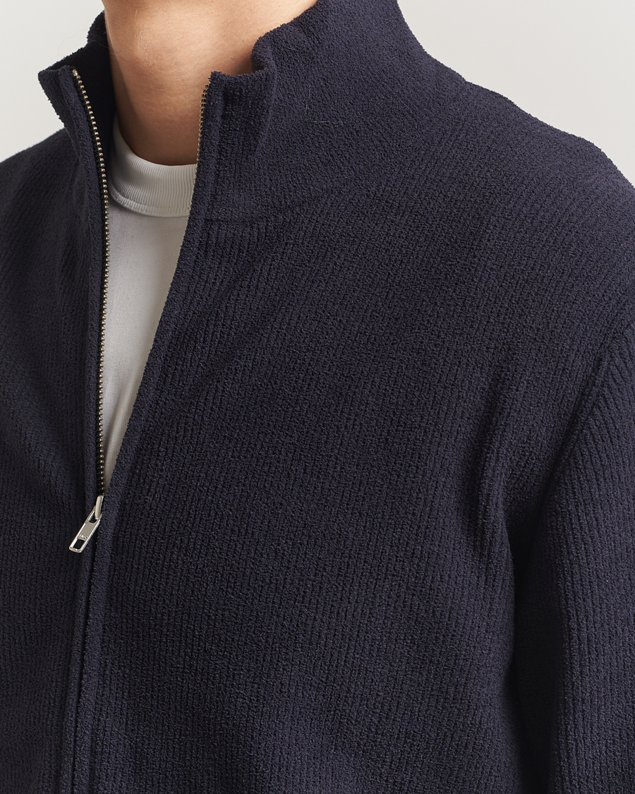 Herre | Trøjer | NN07 | Danny Rib Knitted Full Zip Navy Blue