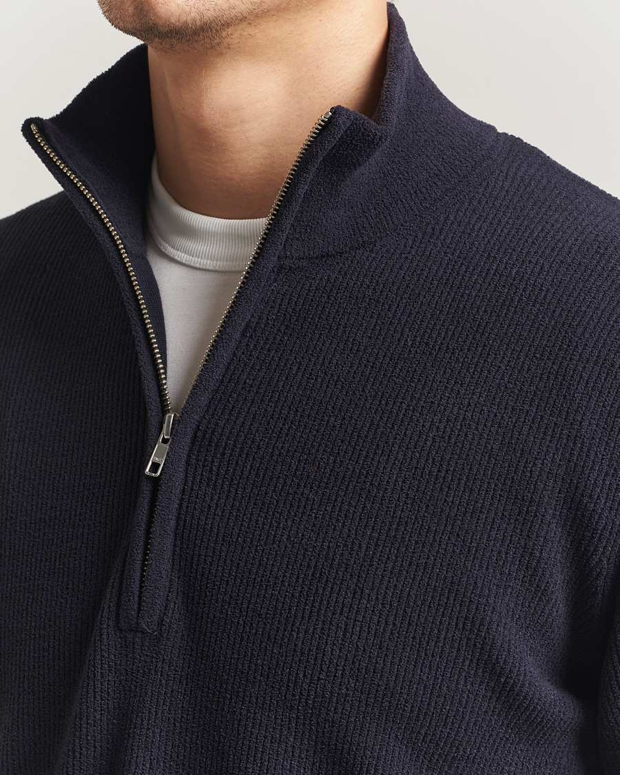 Herre | Trøjer | NN07 | Danny Rib Knitted Half Zip Navy Blue