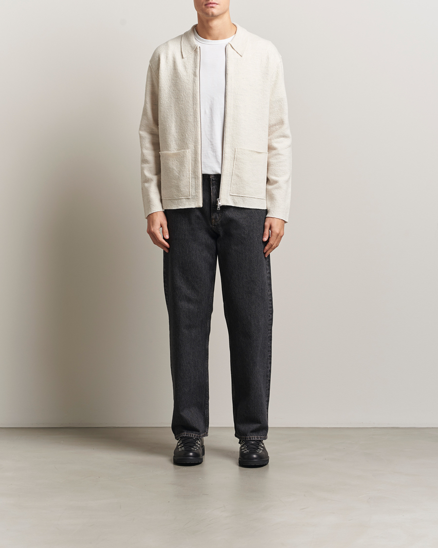 Herre | Trøjer | NN07 | Jonas Boiled Wool Full Zip Ivory