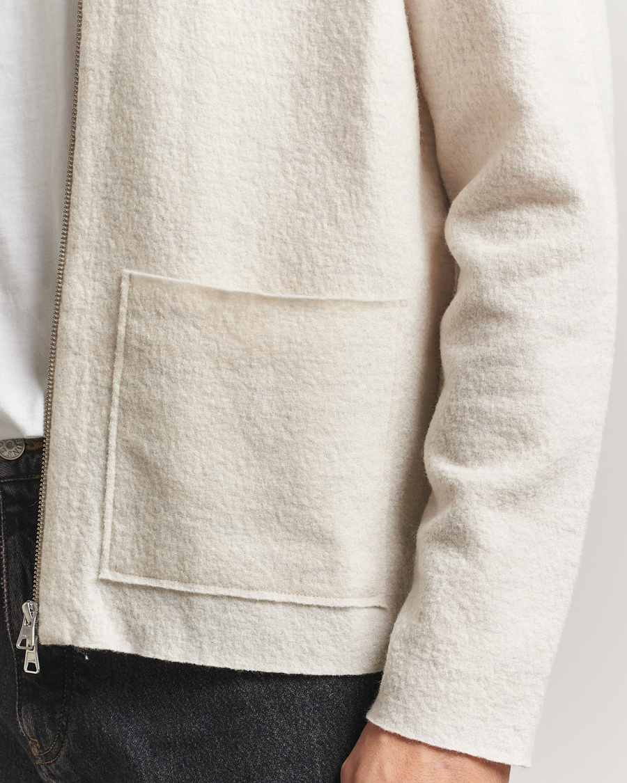 Herre | Trøjer | NN07 | Jonas Boiled Wool Full Zip Ivory