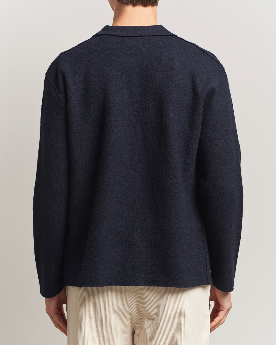 Herre | Trøjer | NN07 | Jonas Boiled Wool Full Zip Navy Blue