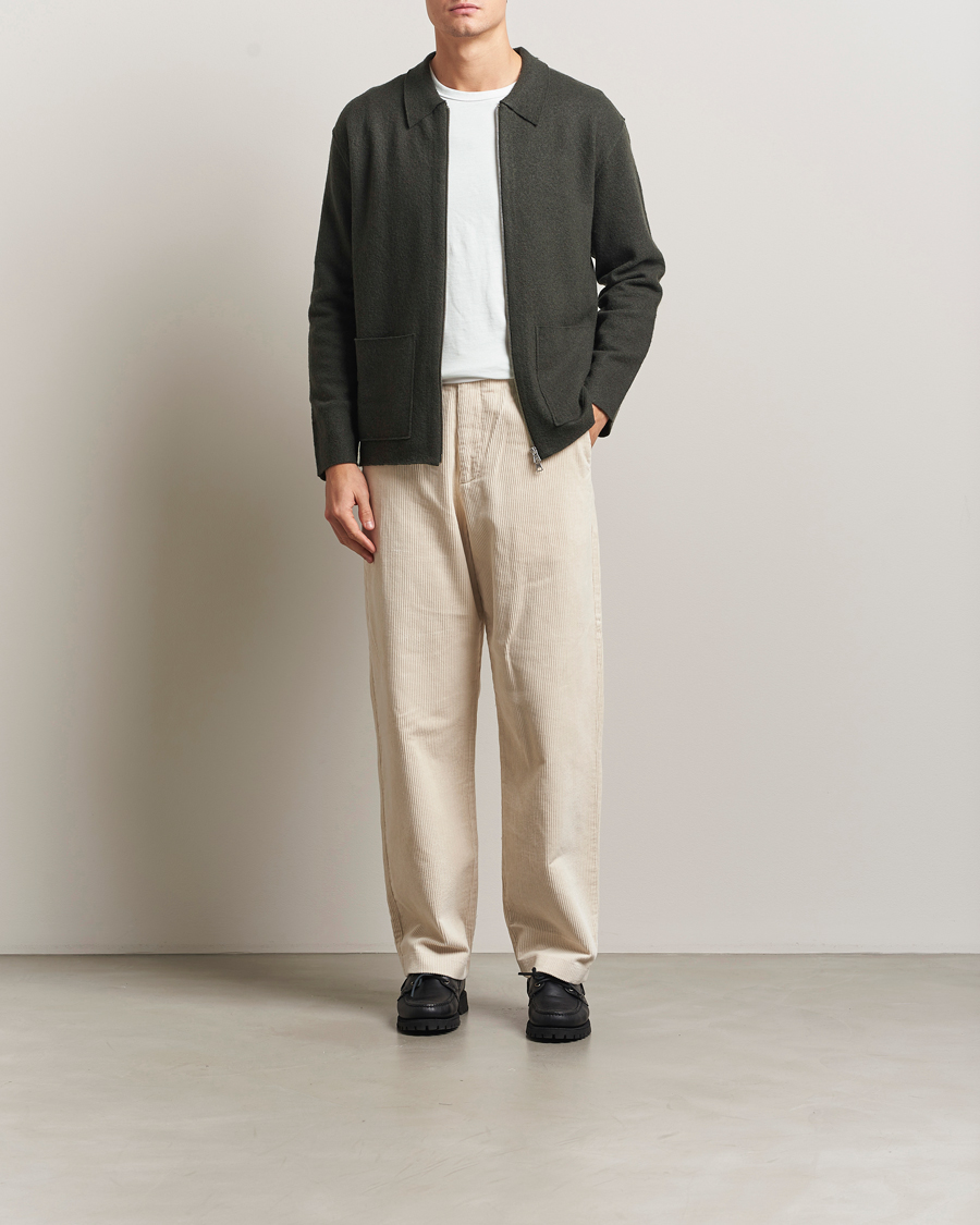 Herre | Trøjer | NN07 | Jonas Boiled Wool Full Zip Dark Army