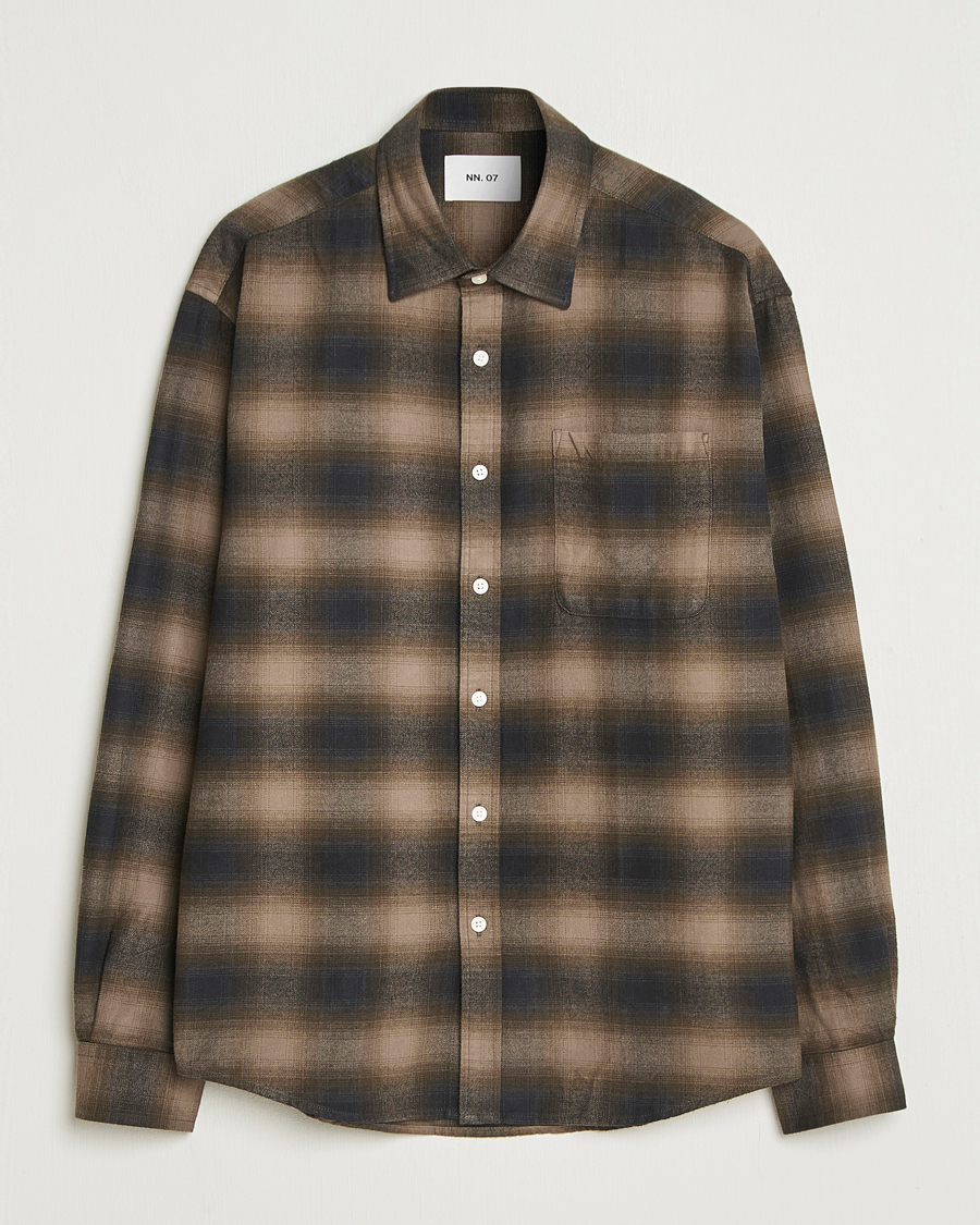 Herre | Skjorter | NN07 | Deon Flannel Checked Shirt Black/Green