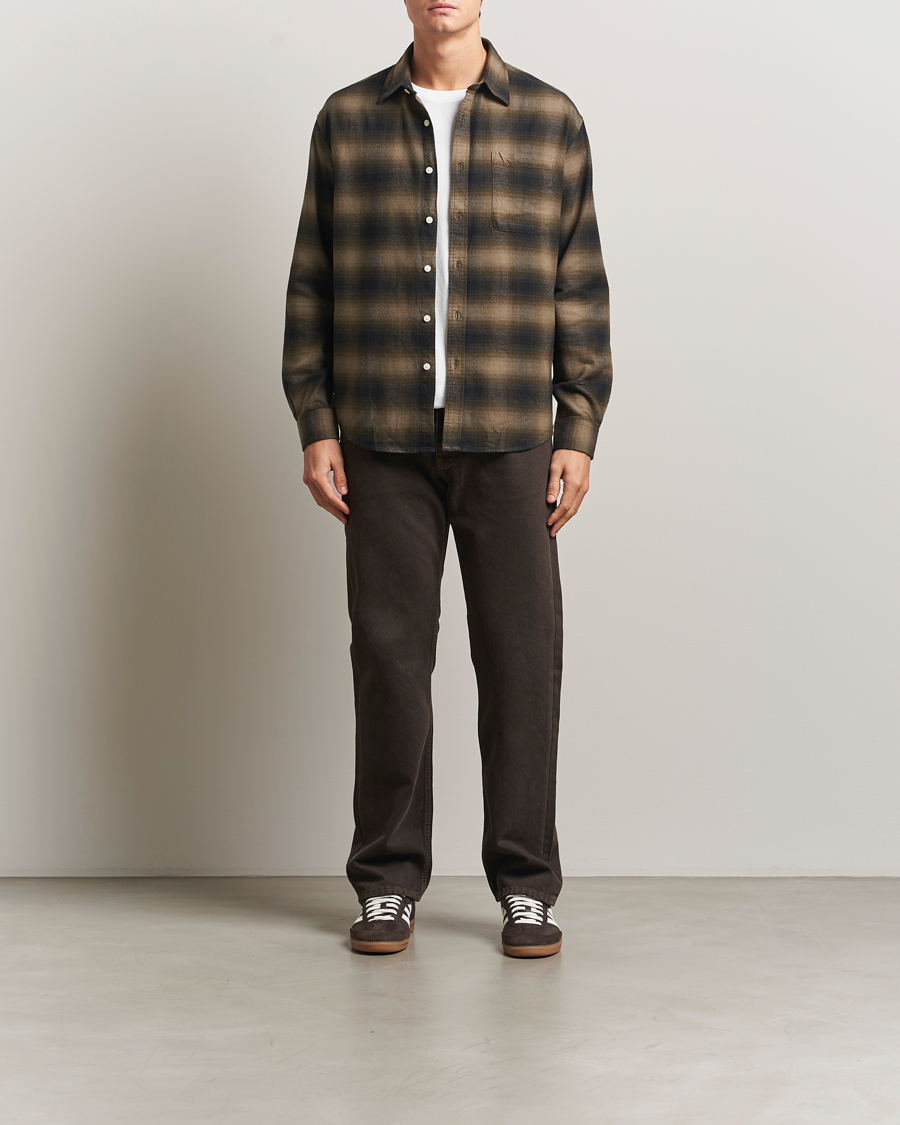Herre | Skjorter | NN07 | Deon Flannel Checked Shirt Black/Green