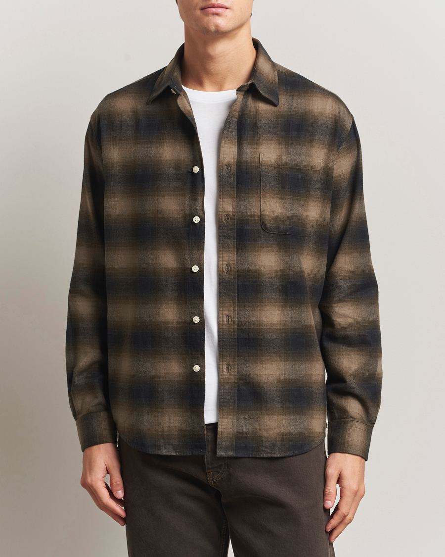 Herre | Skjorter | NN07 | Deon Flannel Checked Shirt Black/Green