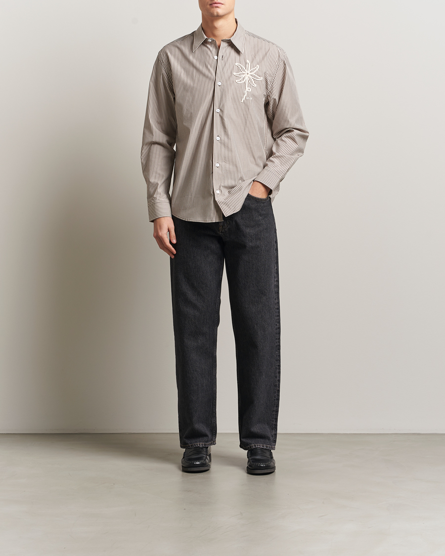 Herre | Skjorter | NN07 | Quinsy Striped Embroidered Shirt Brown